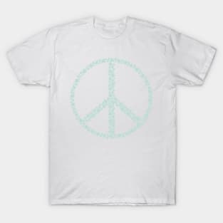 Floral Peace Sign - Pastel Teal Green T-Shirt